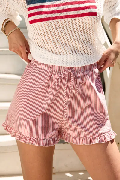Cupshe Calm & Collected Striped Shorts In Red