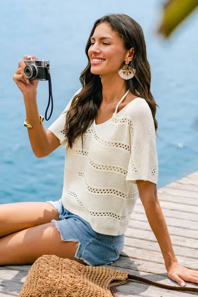 Cupshe Calm Day Beige Cover-up Top In White