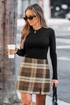 Cupshe Caramel Drizzle Plaid Mini Skirt In Multi
