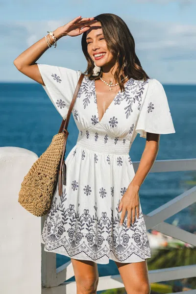 Cupshe Cast A Spell Floral Mini Dress In White