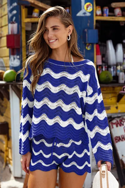 Cupshe Castaway Cutie Striped Cover-up Top In Blue