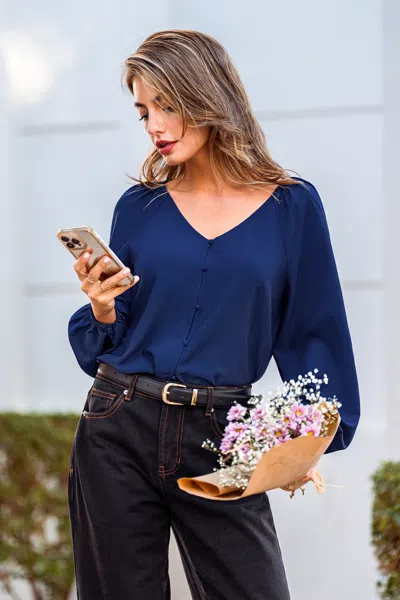 Cupshe Catch A Vibe Blue Top