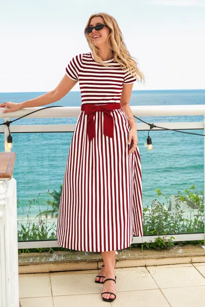 Cupshe Cerise Striped Maxi Dress In Pink