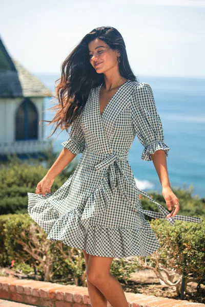 Cupshe Check It Out Gingham Mini Dress In Navy