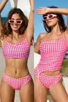 Cupshe Checked Out Gingham Tankini Set In Multi