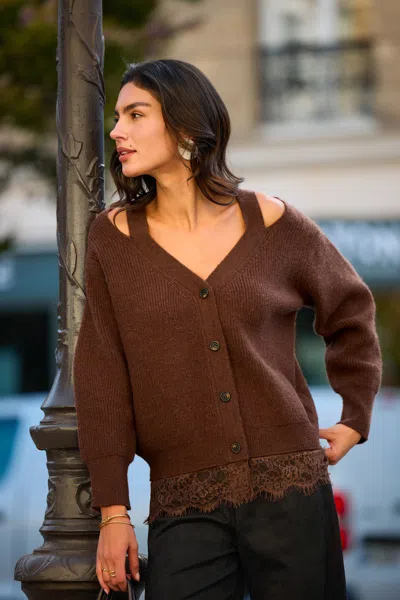 Cupshe City Block Brown Cardigan