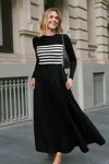 Cupshe City Muse Striped Sweater Dress In Black