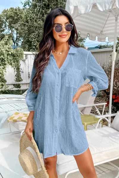 Cupshe Clear Day Blue Cover-up Mini Dress