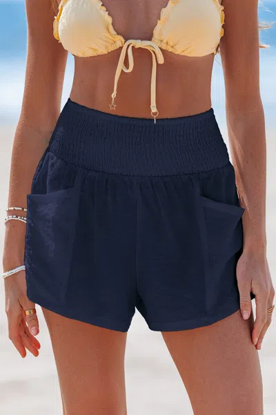 Cupshe Cloud Nine Navy Cover-up Shorts In Blue