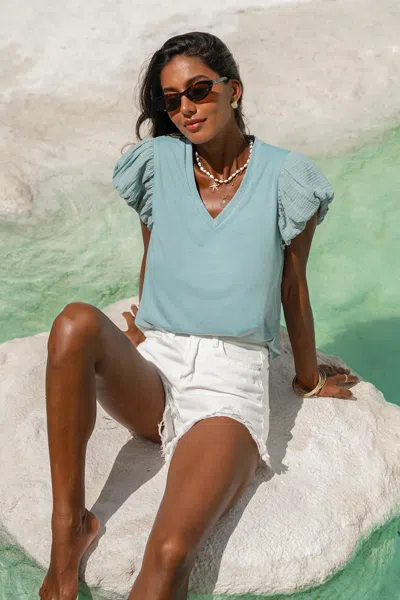 Cupshe Coastal Keepsake Blue Top