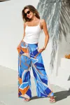 Cupshe Color Outside Abstract Pants In Blue