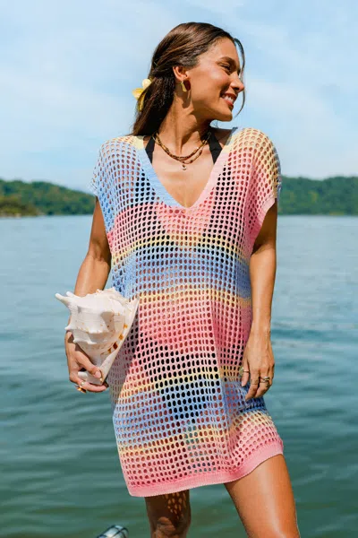 Cupshe Color Spectrum Striped Cover-up Mini Dress In Multi
