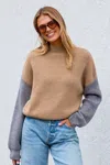 Cupshe Colorblock High Neck Knit Top In Brown