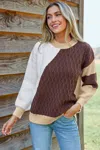 Cupshe Colorblock Long Sleeve Round Neck Sweater