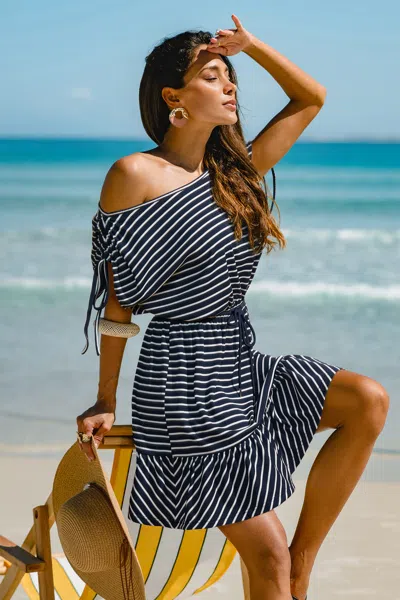 Cupshe Come Around Striped Mini Dress In Blue