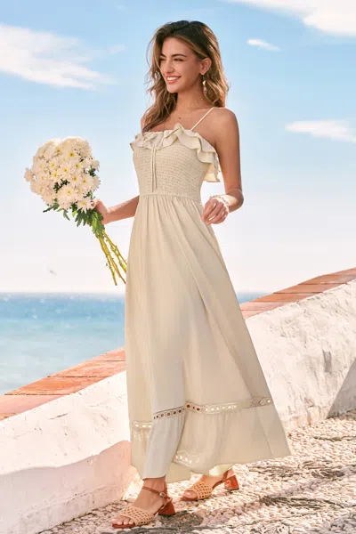 Cupshe Confession Beige Maxi Dress In White