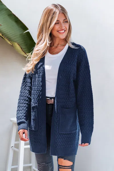 Cupshe Cool Nights Blue Cardigan
