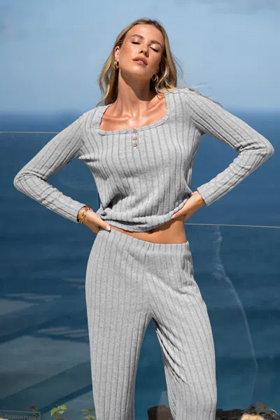 Cupshe Cozy Club Grey Pajama Set In Gray