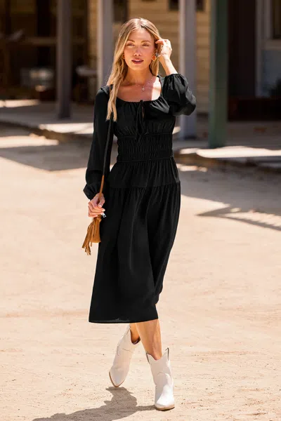 Cupshe Daisy Chain Black Maxi Dress