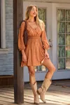 Cupshe Date Night Ready Boho Mini Dress In Brown