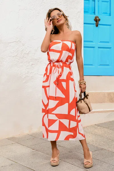 Cupshe Day Tripper Tropical Midi Dress In Orange