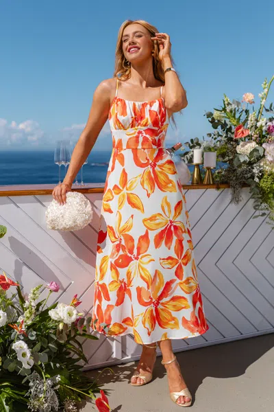 Cupshe Daydream State Floral Maxi Dress In Orange