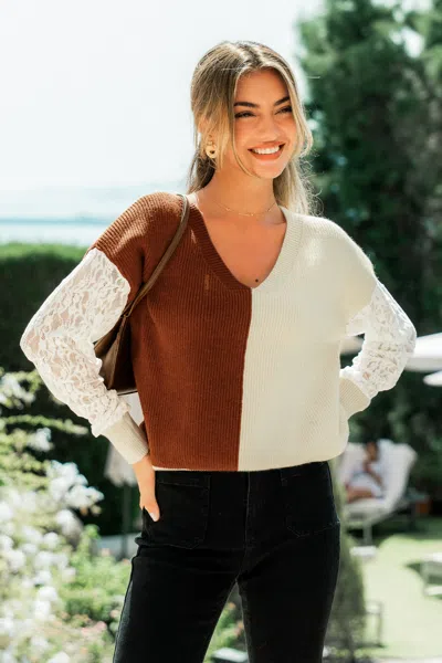 Cupshe Different Strokes Colorblock Sweater In White
