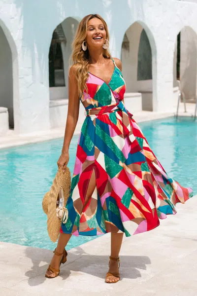 Cupshe Digital Abstract Maxi Dress In Red