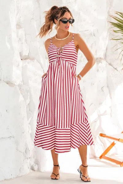 Cupshe Dm Me Striped Midi Dress In Multi