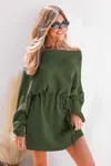 Cupshe Don't Get Attached Green Sweater Dress In Green