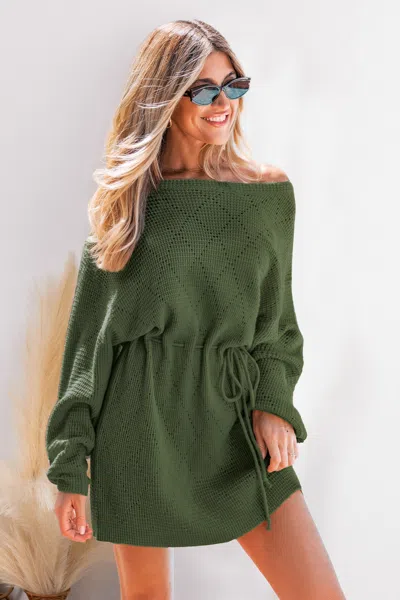 Cupshe Don't Get Attached Green Sweater Dress