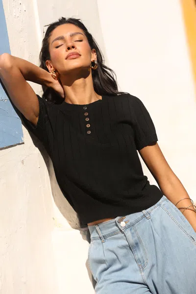 Cupshe Down The Road Black Sweater