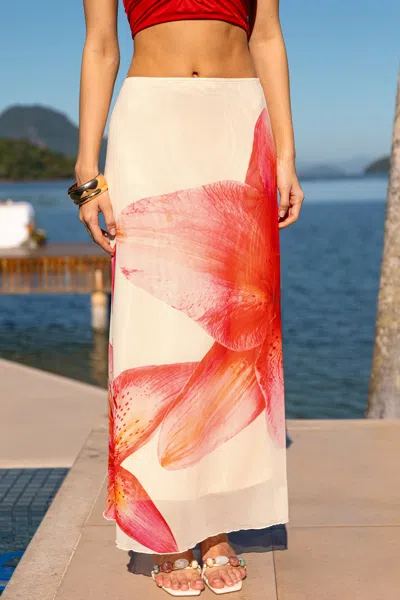 Cupshe Draped In Petals Floral Maxi Skirt In Sand