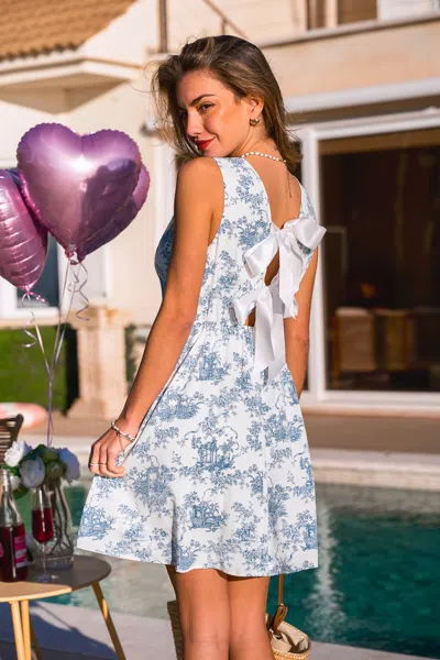 Cupshe Duchess Toile Mini Dress In Blue