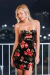 Cupshe Eternal Roses Floral Mini Dress In Black