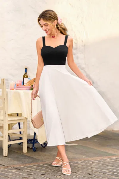 Cupshe Etiquette Two-toned Midi Dress In White