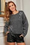 Cupshe Fab Florals Grey Sweater In Gray