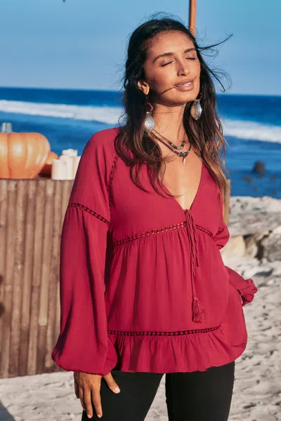 Cupshe Fall Berry Red Top