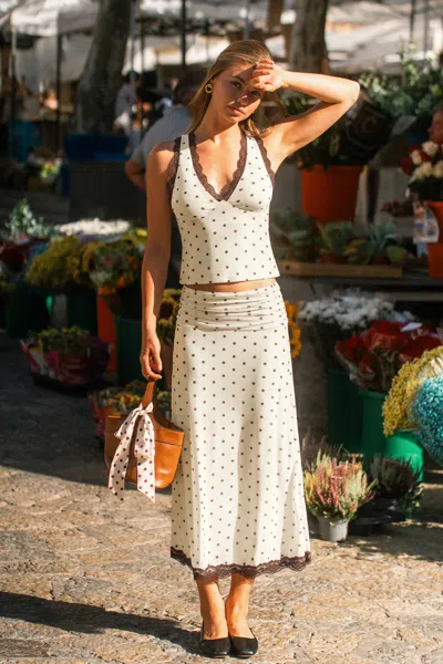 Cupshe Fall Flirt Polka Dot Maxi Skirt In Beige