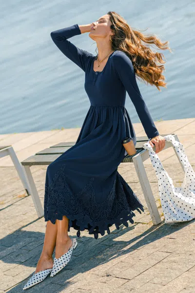 Cupshe Fall Girl Blue Midi Dress