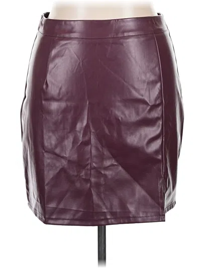 Pre-owned Cupshe Faux Leather Skirt In Burgundy