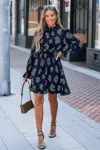 Cupshe Feeling Fearless Ornate Mini Dress In Blue