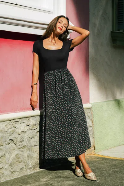 Cupshe Feeling Free Floral Maxi Dress In Black