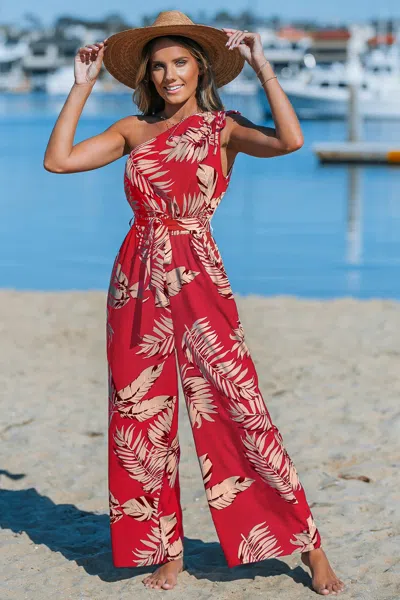 Cupshe Fiery Delight Tropical Jumpsuit In Red