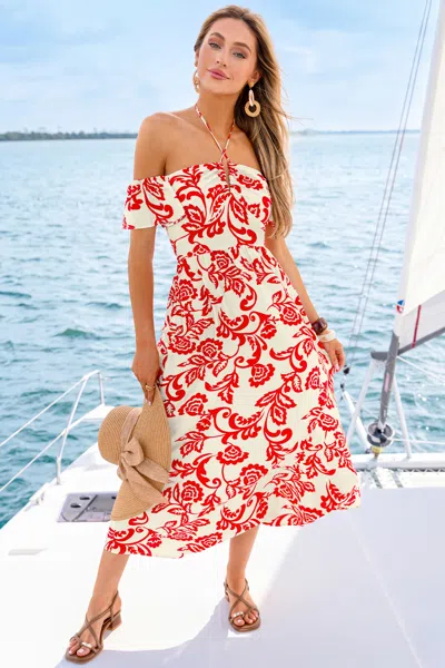 Cupshe Final Rose Floral Maxi Dress In Red
