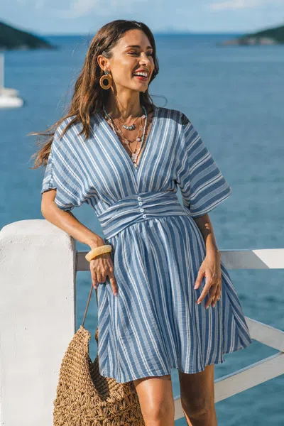 Cupshe Fine Print Striped Mini Dress In Blue