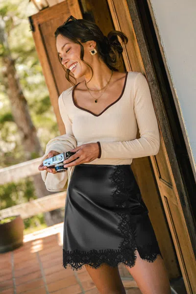 Cupshe Fired Up Faux Leather Mini Skirt In Neutral