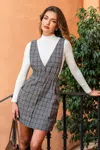 Cupshe First Day Plaid Mini Dress In Gray