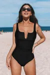 Cupshe First Impressions Slim & Sculpt One-piece Swimsuit In Black