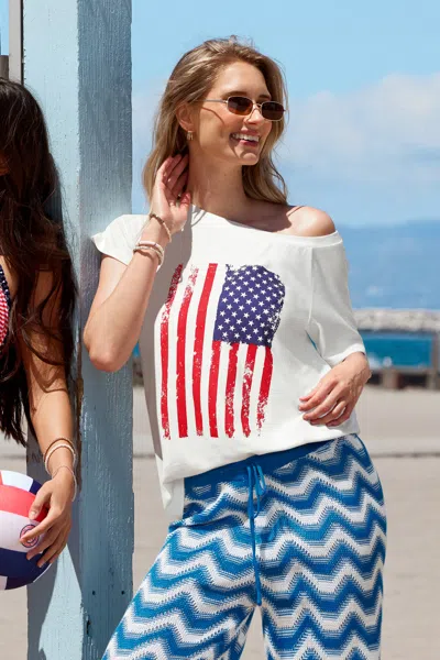 Cupshe Flag Graphic Tee In White